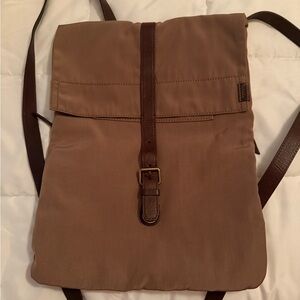 Fossil Tan Canvas and Leather Rut Sack